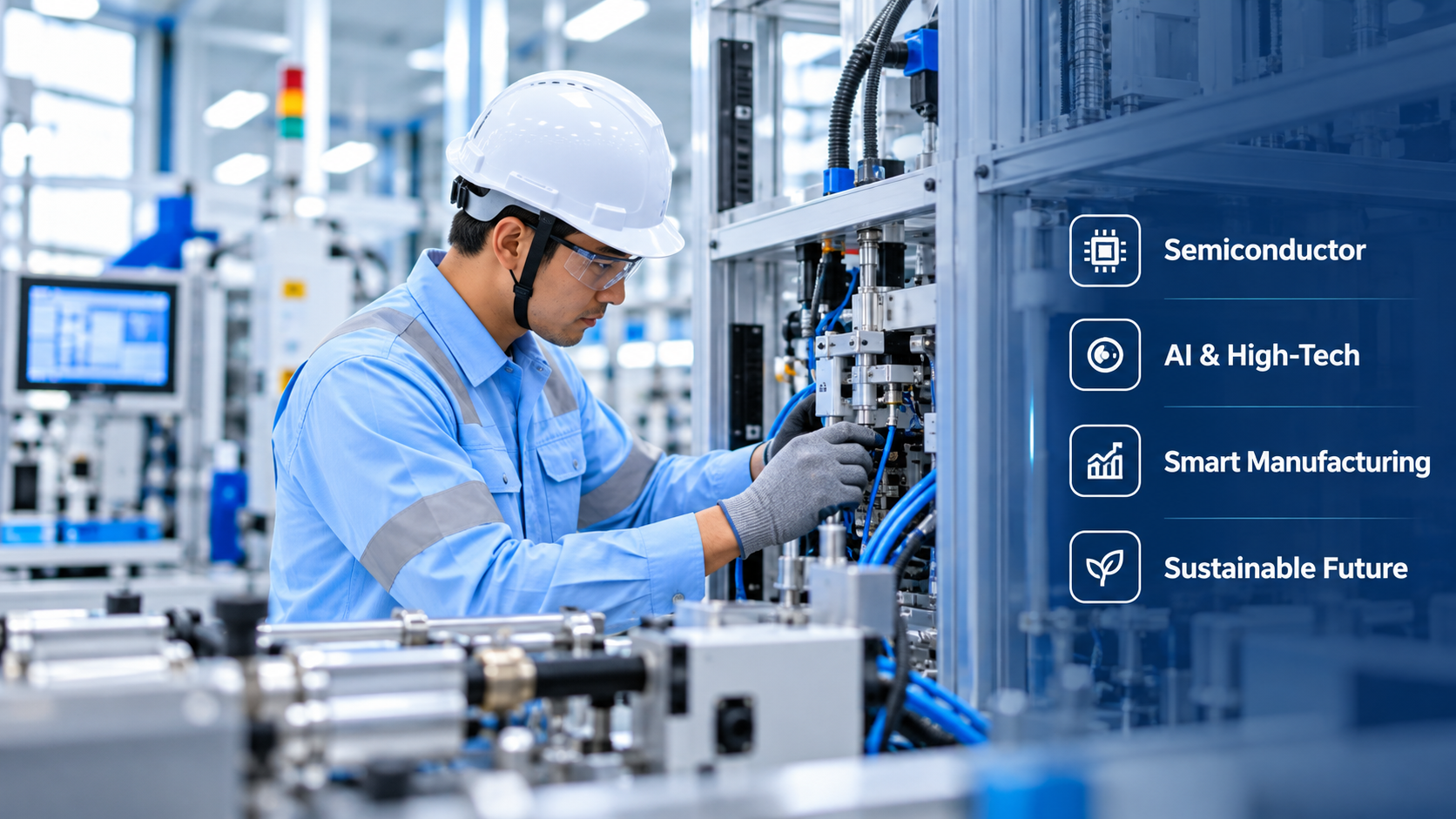 Engineering professional working with industrial technology